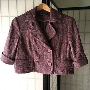 Kenneth Cole New York Cotton Cropped Elbow Length Sleeves Purple Blazer Size 4